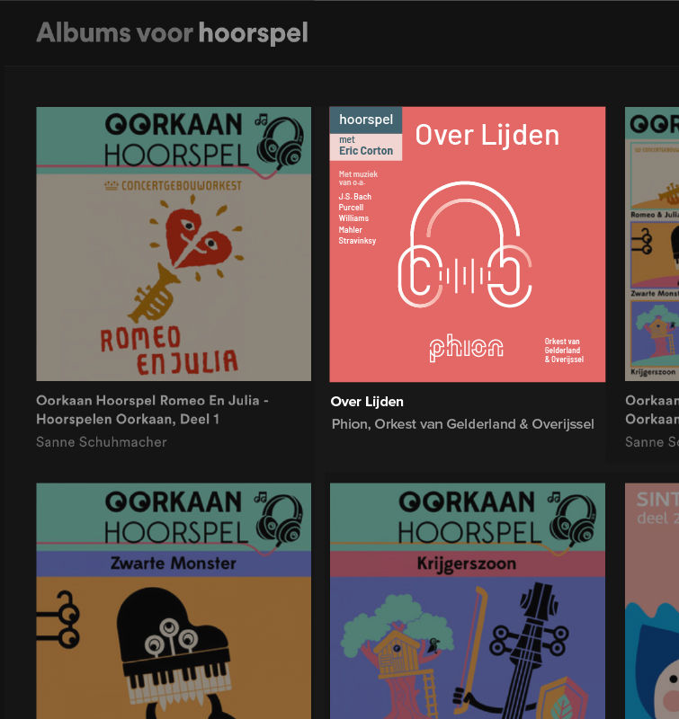 Spotify afspeellijst met een graphic in de huisstijl van Phion