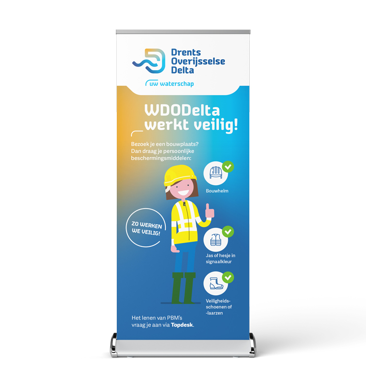 Roll-up banner met informatie over de werkwijze van WDODelta